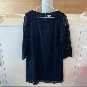 J. Crew long sleeve, short, navy dress.